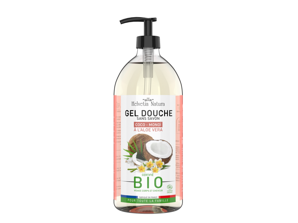 Helvetia Natura® Gel Douche Aloe vera Coco monoï 1L - COSMOS ORGANIC