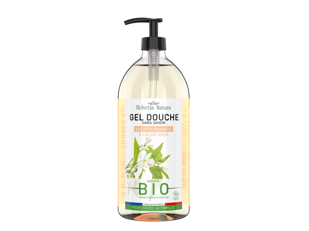 Helvetia Natura® Gel Douche Aloe vera Fleur d'oranger 1L - COSMOS ORGANIC