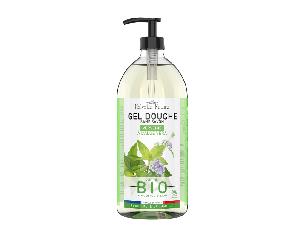 Helvetia Natura® Gel Douche Aloe vera Verveine menthe 1L - COSMOS ORGANIC